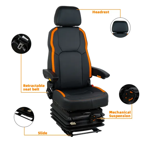 Marine Captain Helm Boat Seats with Mechanical Suspension for Vessels Yachts Boats with Cushion Depth Adjustment and Tilt Adjustment 